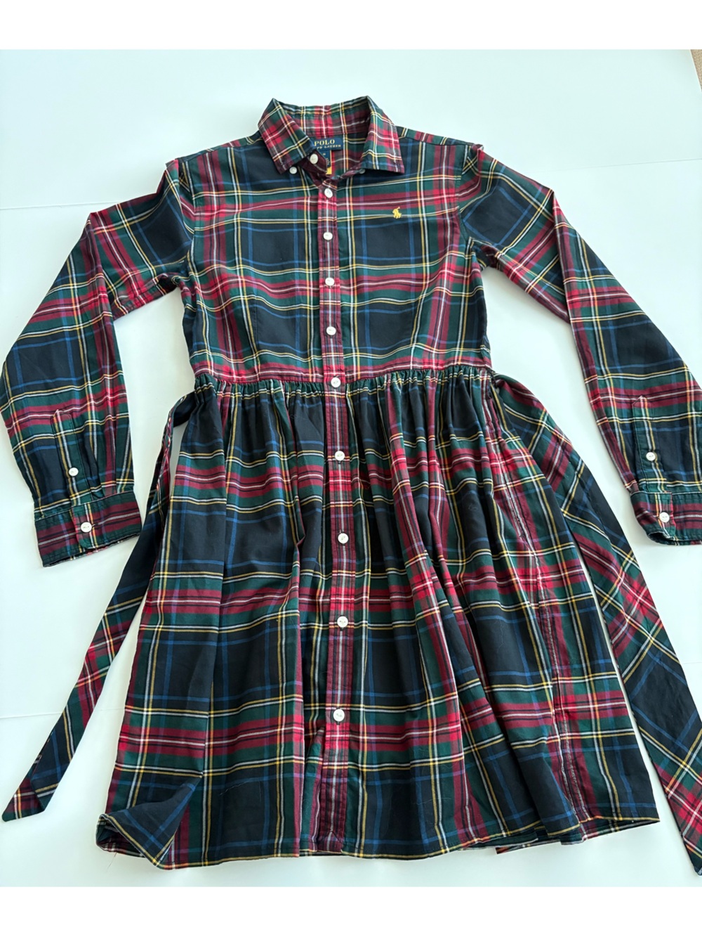 Polo Ralph Lauren Girls 16 Tartan Plaid Belted Shirt Dress - Picture 3 of 11